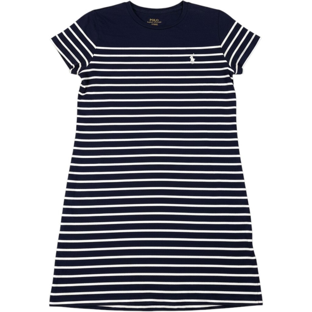 Polo Ralph Lauren T-Shirt Dress Womens M Navy White Stripe Cotton Pony Logo Mini